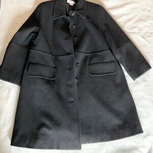 Talbots Women's Black Wool Long Sleeve Winter Pea Coat 10P bust42